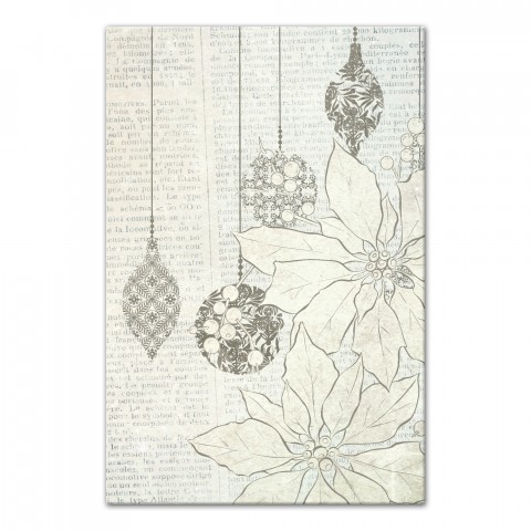 Poinsettia and Ornaments 24x36 Canvas Wall Art