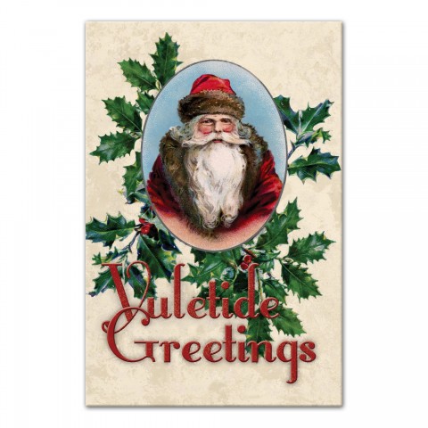 Santa Yuletide Greetings 24x36 Canvas Wall Art
