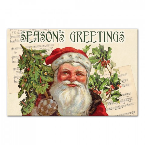 Vintage Season's Greetings 36x24 Canvas Wall Art