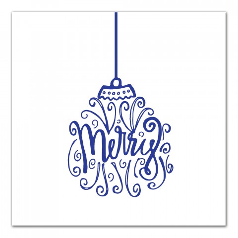 Merry Blue Ornament 16x16 Canvas Wall Art