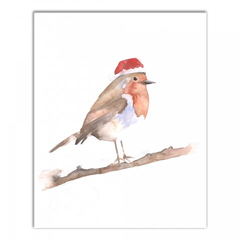 Festive Robin 16x20 Canvas Wall Art