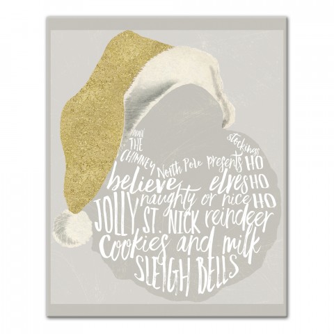 Silver and Gold Santa Claus 16x20 Canvas Wall Art