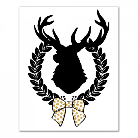 Chic Christmas Reindeer 16x20 Canvas Wall Art