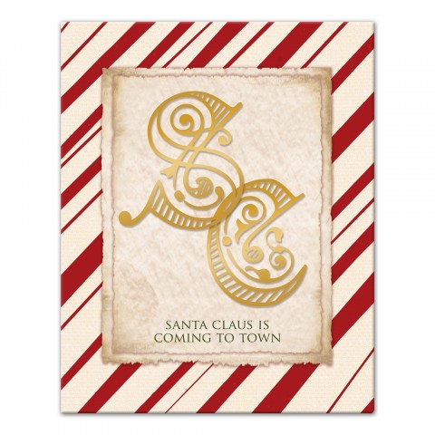 Candy Cane Santa Claus Monogram 16x20 Canvas Wall Art