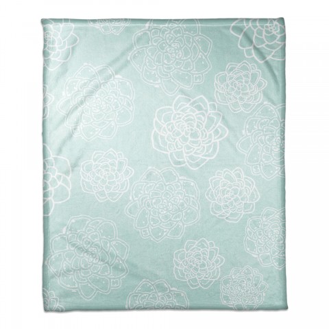 Teal Florals 50x60 Throw Blanket