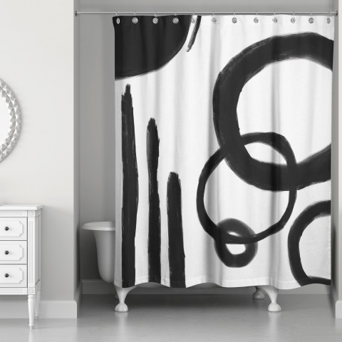 Black Abstract 71x74 Shower Curtain