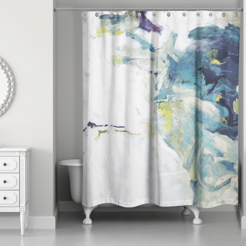 Blue Green Abstract 71x74 Shower Curtain