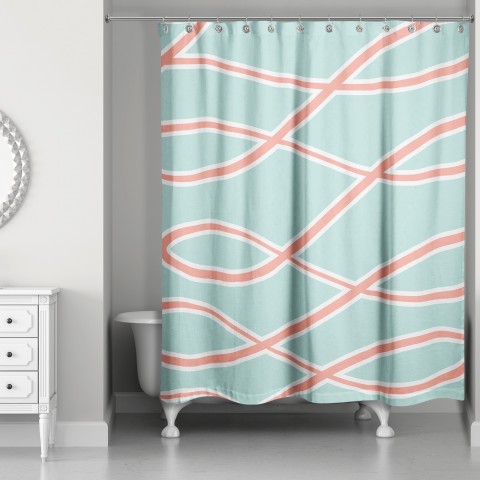 Coral Swirl 71x74 Shower Curtain