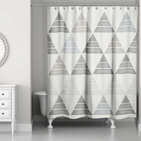 Grey Triangles 71x74 Shower Curtain