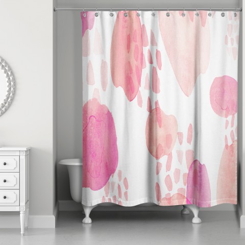 Pink Watercolor Dabs 71x74 Shower Curtain