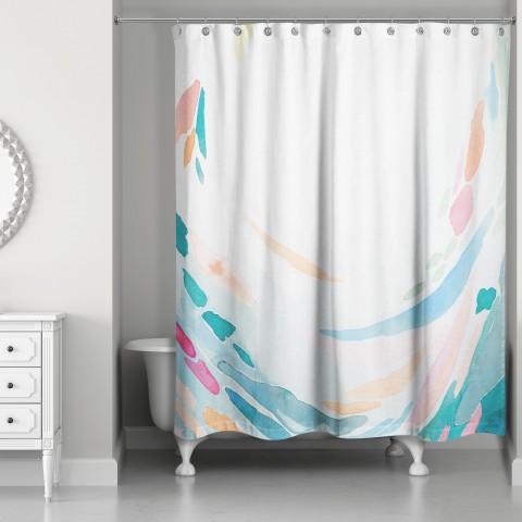 Colorful Swoops 71x74 Shower Curtain