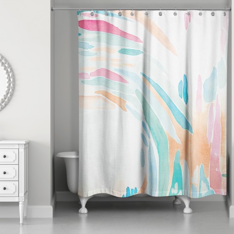 Watercolor Swoops 71x74 Shower Curtain