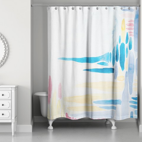 Watercolor Dash 71x74 Shower Curtain