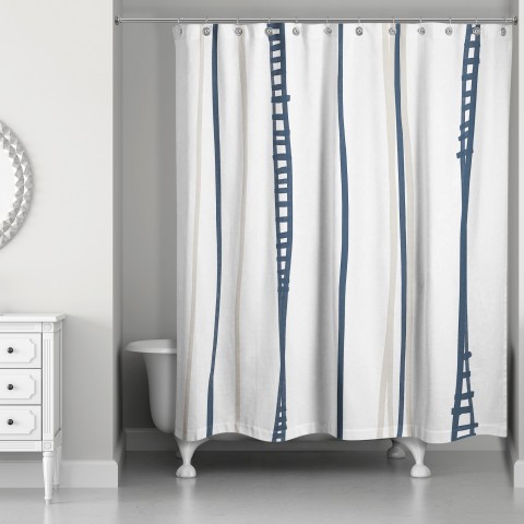Wavy Navy 71x74 Shower Curtain