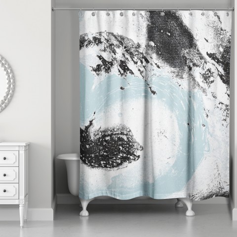 Teal Marble Splatter 71x74 Shower Curtain