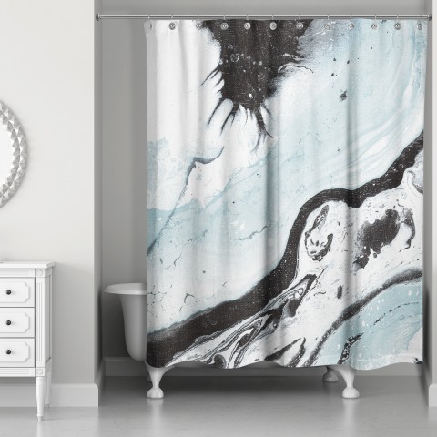 Teal Marble Swirl 71x74 Shower Curtain