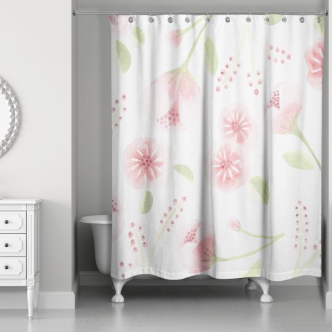 Light Watercolor Buds 71x74 Shower Curtain