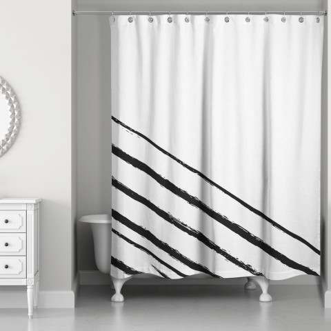 Black Lines 71x74 Shower Curtain