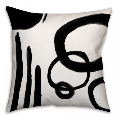 Black Abstract 16x16 Throw Pillow