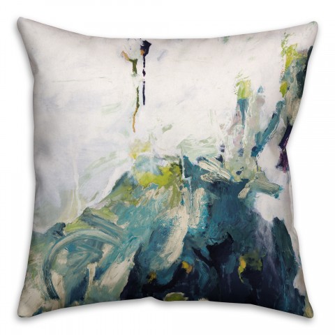 Blue Green Abstract 16x16 Throw Pillow
