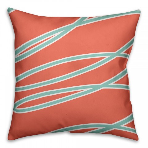Teal Swirl 16x16 Throw Pillow