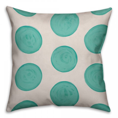 Teal Polka Dots 16x16 Throw Pillow