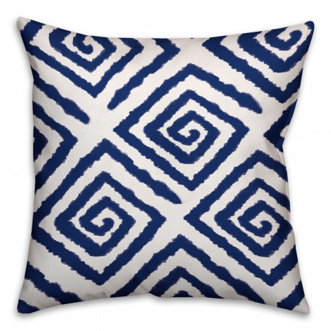 Indigo Watercolor Geo 16x16 Throw Pillow