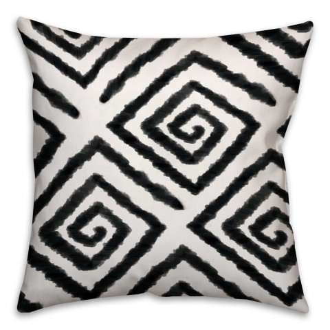 Black Watercolor Geo 16x16 Throw Pillow