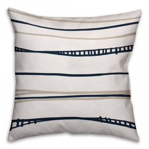 Wavy Navy 16x16 Throw Pillow