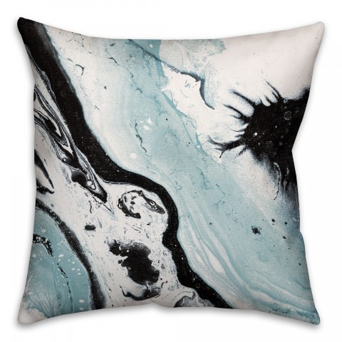 Teal Marble Swirl 16x16 Throw Pillow