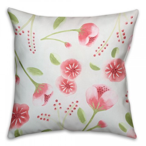 Dark Watercolor Buds 16x16 Throw Pillow