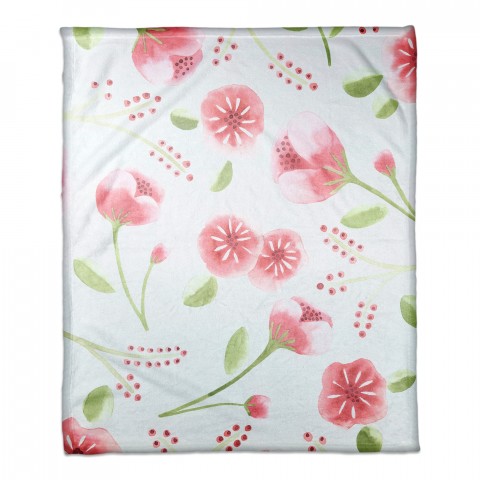 Dark Watercolor Buds Throw Blanket
