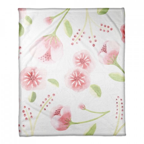 Light Watercolor Buds Throw Blanket