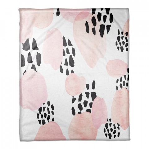 Watercolor Blush and Black Dabs  Throw Blanket