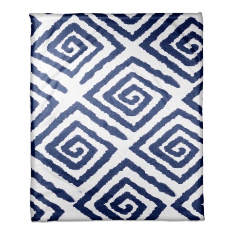 Indigo Watercolor Geo Throw Blanket