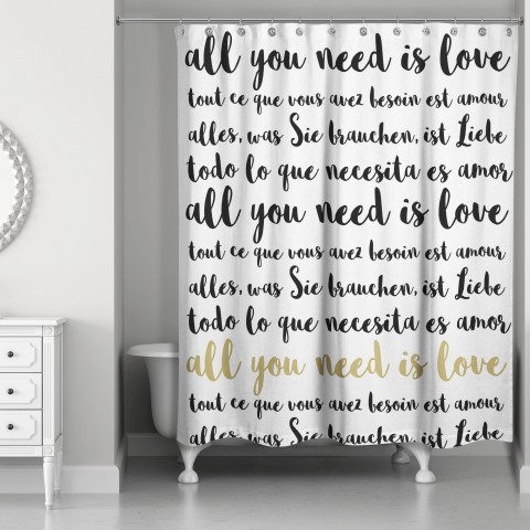 All You Need is Love Languages 71x74 Shower Curtain