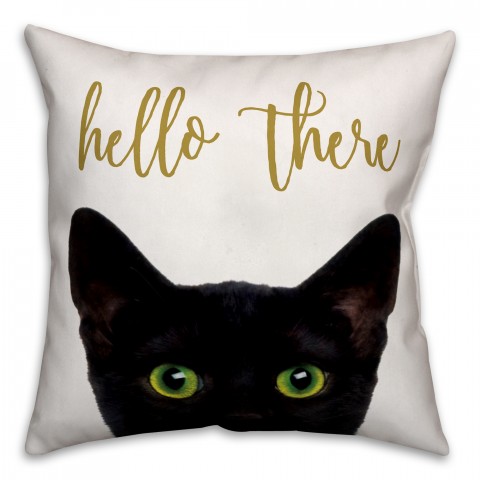 Hello There Cat Throw Pillow