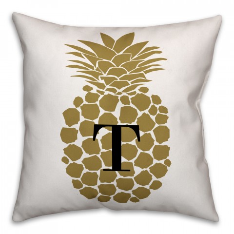 Golden Pineapple 18x18 Personalized Throw Pillow