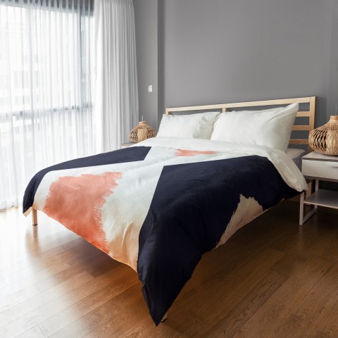Navy Blush Chevron Duvet Cover