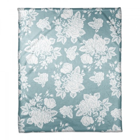 Large White Florals 50x60 Throw Blanket