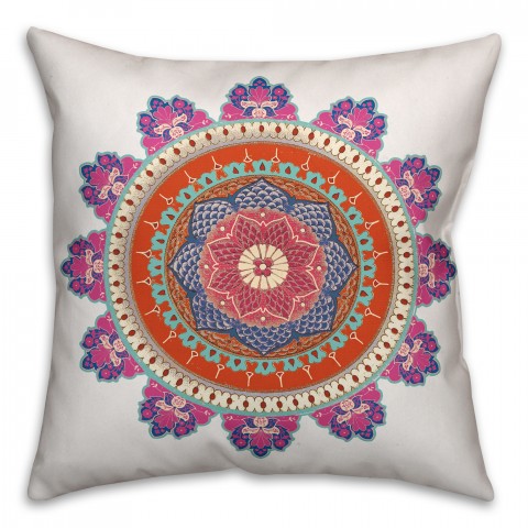 Boho Pink Medallion Throw Pillow