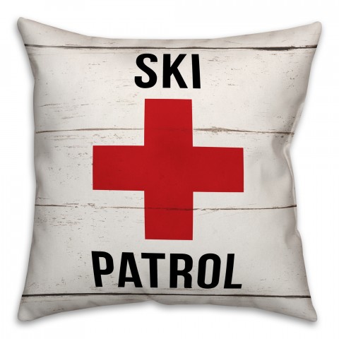 Ski Patrol 18x18 Faux Suede Throw Pillow