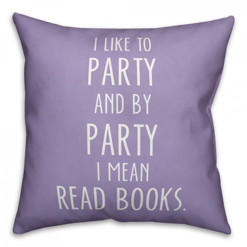 Lilac Book Party 18x18 Faux Suede Throw Pillow