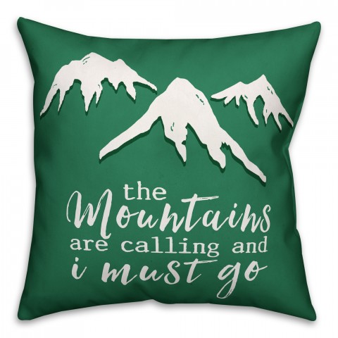 Green Mountains Adventure 18x18 Faux Suede Throw Pillow