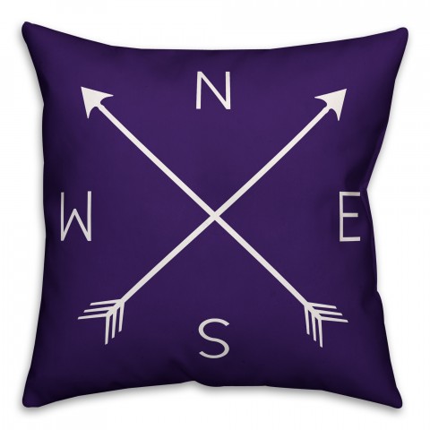 Purple Compass 18x18 Faux Suede Throw Pillow