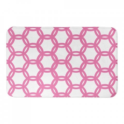 Preppy Pink Locking Circles 34x21 Bath Mat