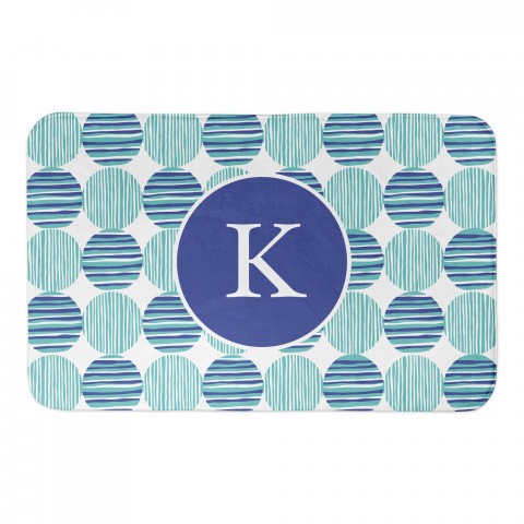 Preppy Blue Circles 34x21 Personalized Bath Mat