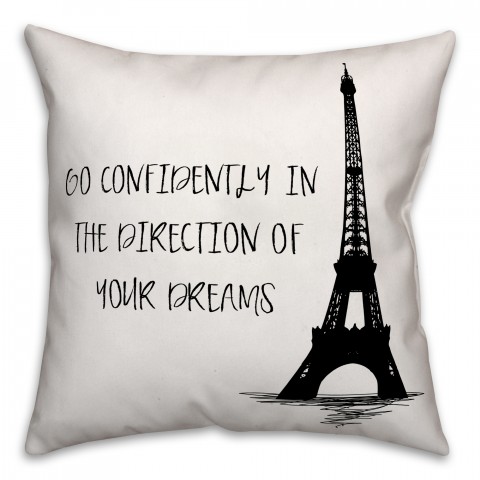 Eiffel Tower Dreams Inspirational Quote 18x18 Faux Suede Throw Pillow