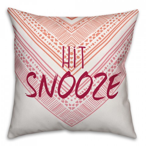 Hit Snooze Pink and Orange 18x18 Faux Suede Throw Pillow