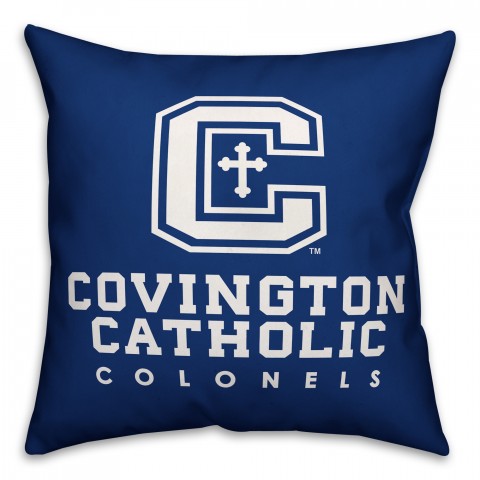 Cov Cath Blue and White 18x18 Throw Pillow